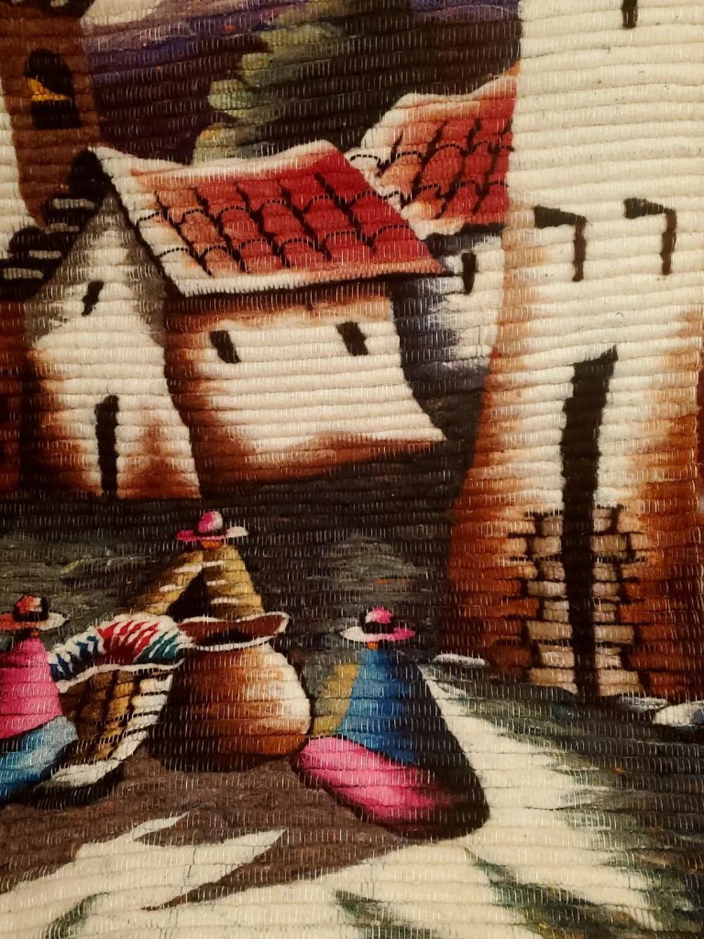 Handwoven Andean Wool Tapestry – Traditional Peruvian Village Wall Hanging